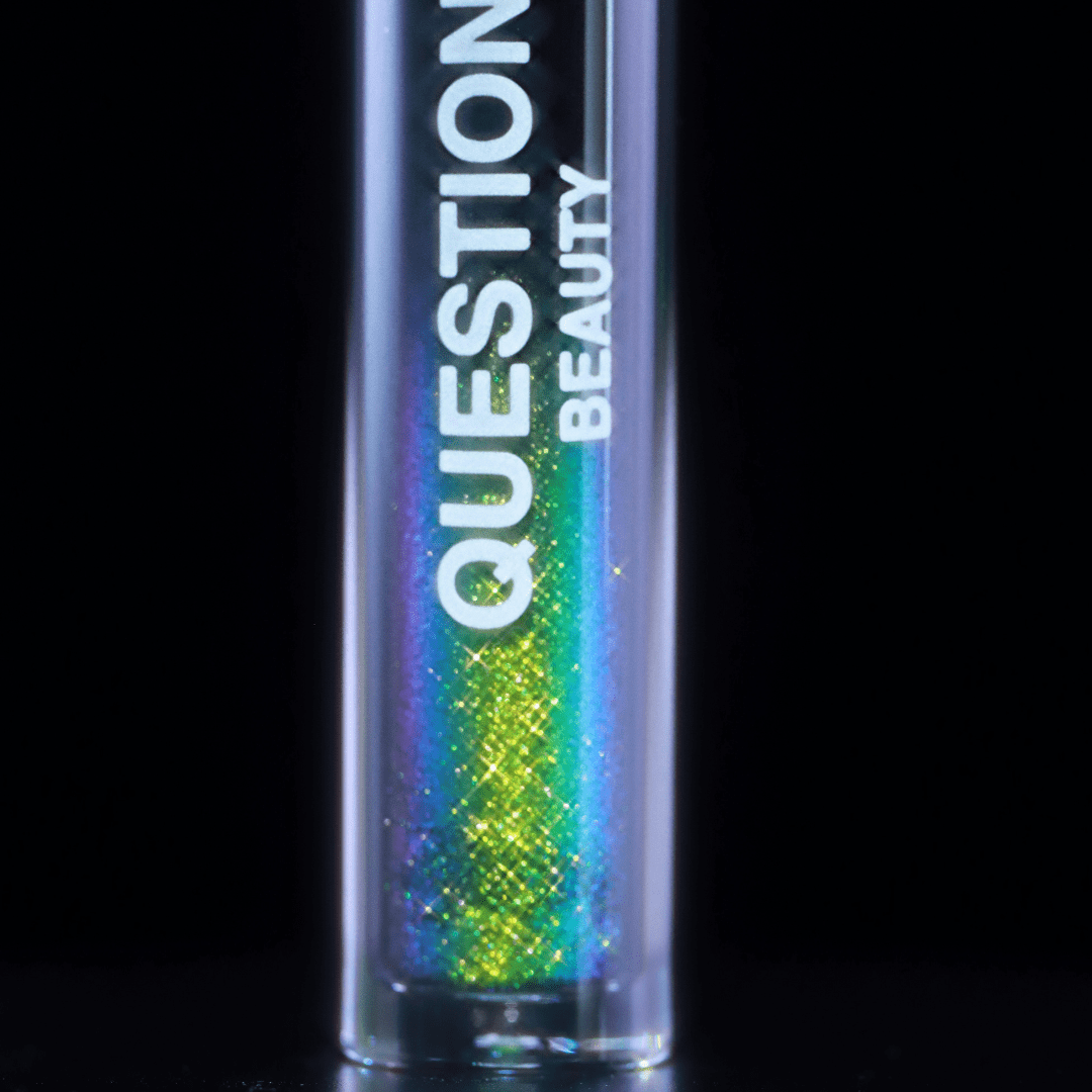 A tube labeled Question Beauty is shown against a black background.
