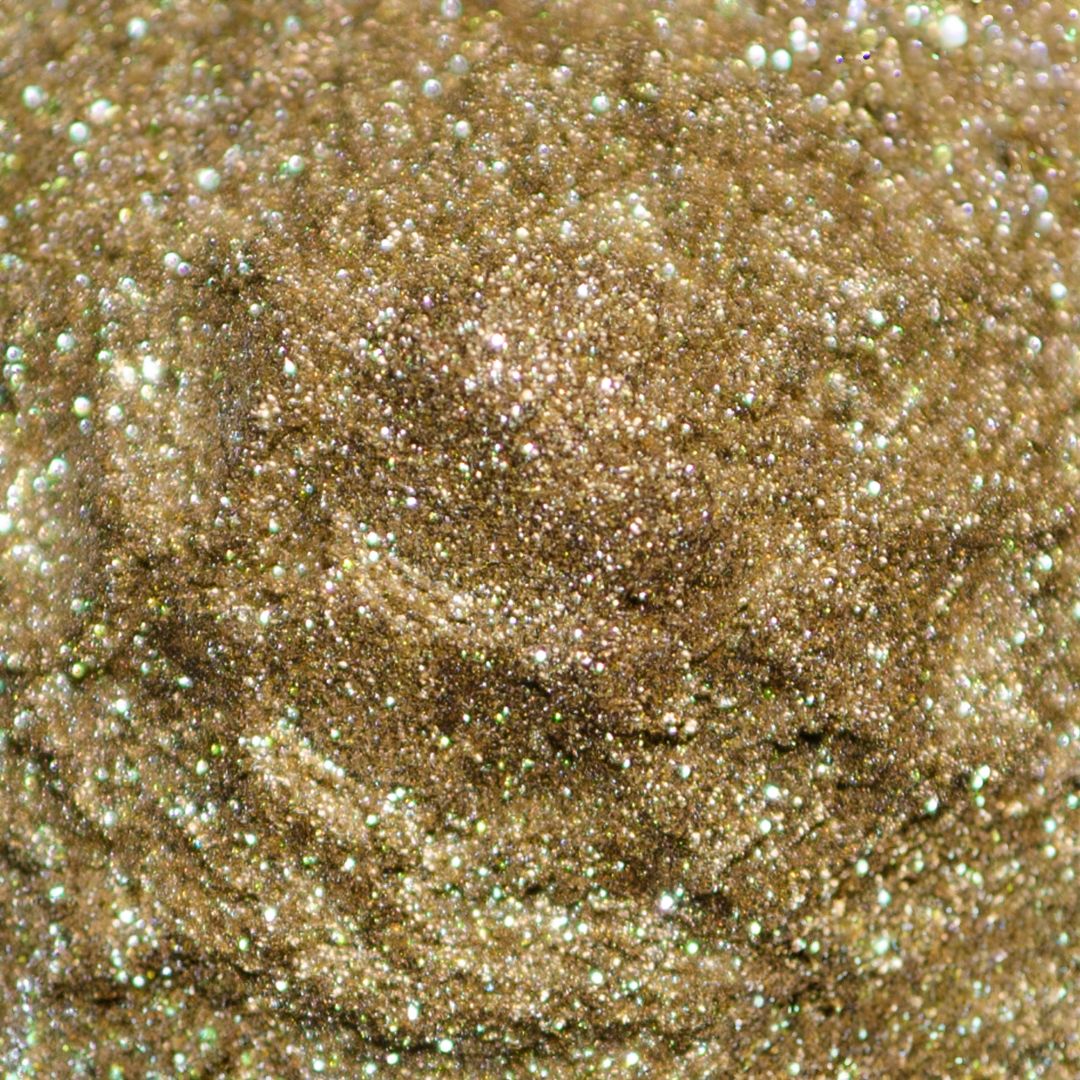 Close-up of iridescent golden glitter